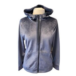 Emily B Velour Zip Up Hoodie. M. Ice Blue. Cozy. Pastelgoth whimsy